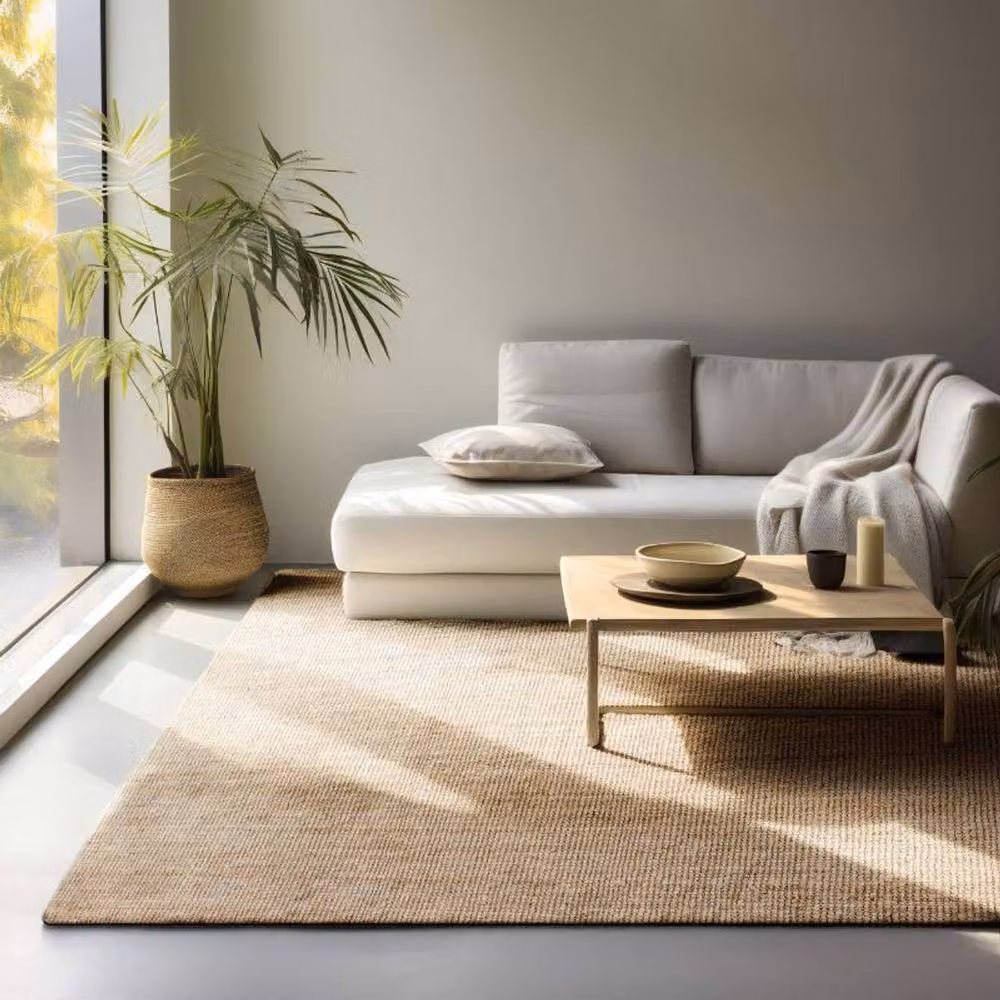 THE RUGS Handwoven Flatweave Jute Rug in Beige, W/D/H: 120 x 170 cm – 2