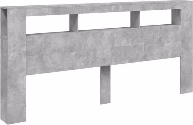 Berkfield Home LED Headboard in Concrete Grey with Integrated Lighting and Shelf, W: 220 cm, D: 18.5 cm, H: 103.5 cm