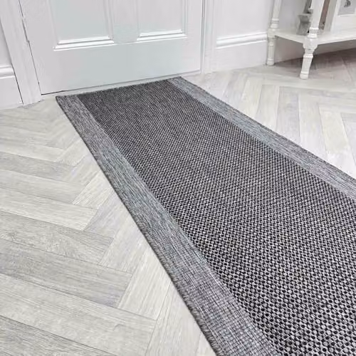 runrug Reversible Indoor/Outdoor Hallway Runner Rug, Blue and Grey Checked Pattern, W/D/H: 180 x 60 x 0.2 cm – 1