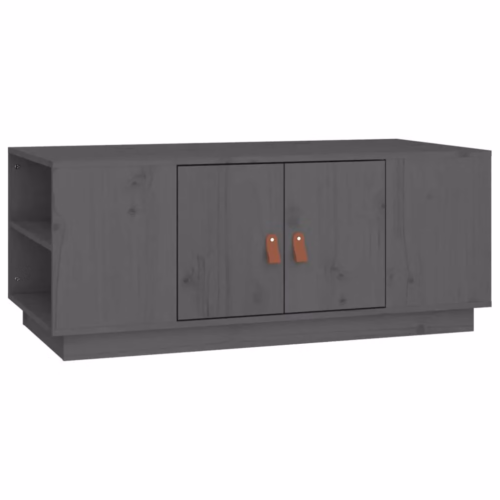 Berkfield Home Grey Rustic Solid Wood Pine Coffee Table W: 100 cm, D: 50 cm, H: 41 cm – 2