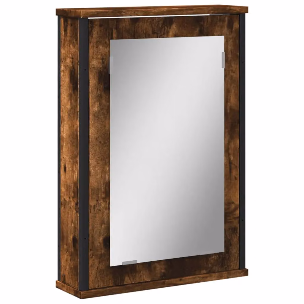 Berkfield Home Smoked Oak Bathroom Mirror Cabinet, Brown, W: 42 cm, D: 12 cm, H: 60 cm – 2