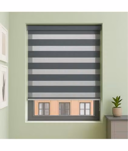 New Edge Blinds Grey Zebra Day and Night Roller Blind, W: 105 cm, H: 165 cm – 2