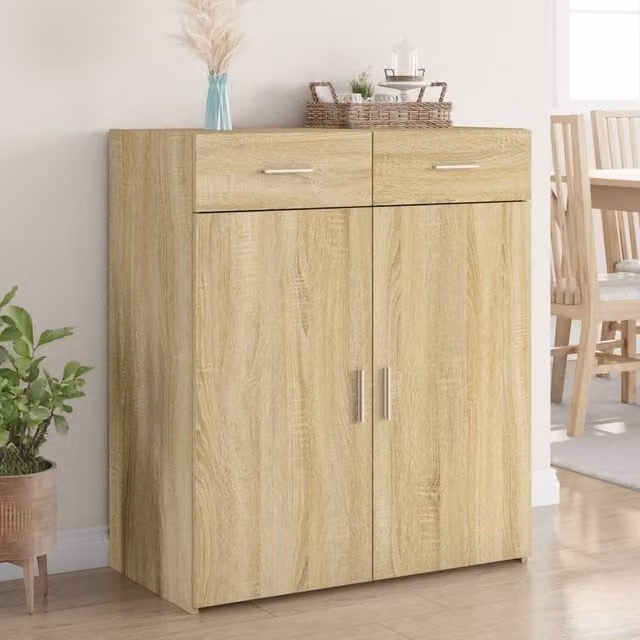 Berkfield Home Sonoma Oak Sideboard in Brown, W/D/H: 80 x 42.5 x 93 cm – 1