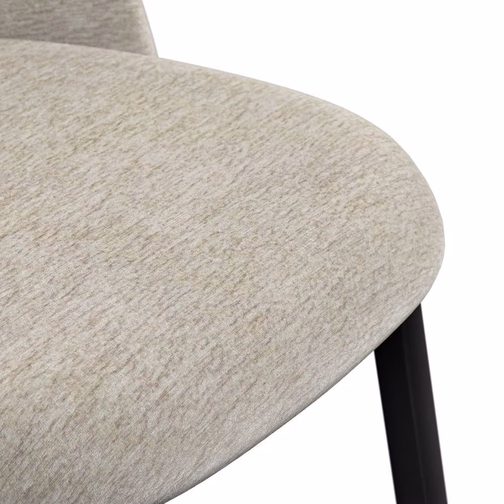 More4Homes Arlo Round Concrete Dining Table with Black Legs and 6 Raye Beige Velvet Dining Chairs Set – 3