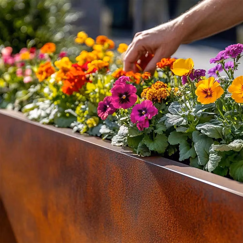 Access Garden Products Corten Steel Tall Trough Planter in Terracotta Orange and Brown – 3