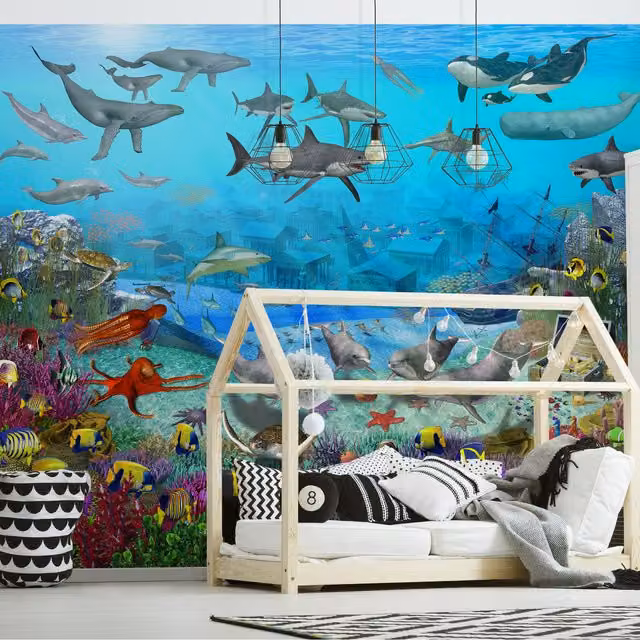 Walltastic Maritime Sea Adventure Wallpaper Mural in Multicolour and Blue, W: 304.8 cm, H: 243.84 cm