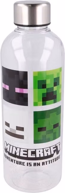 STOR Minecraft Hydro Bottle for Adults, Green and Transparent, 850 ml