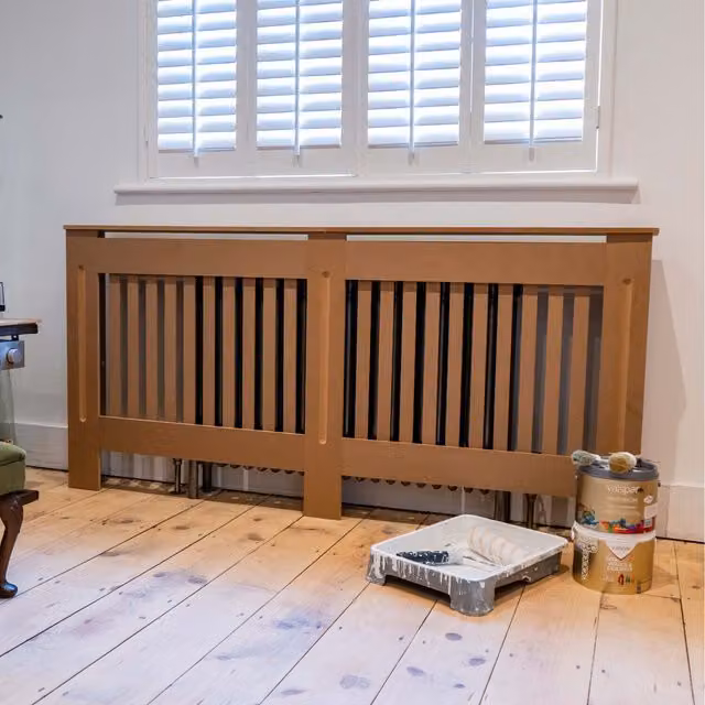 Jack Stonehouse Unpainted Vertical Line Radiator Cover, Brown, Height: 172 cm