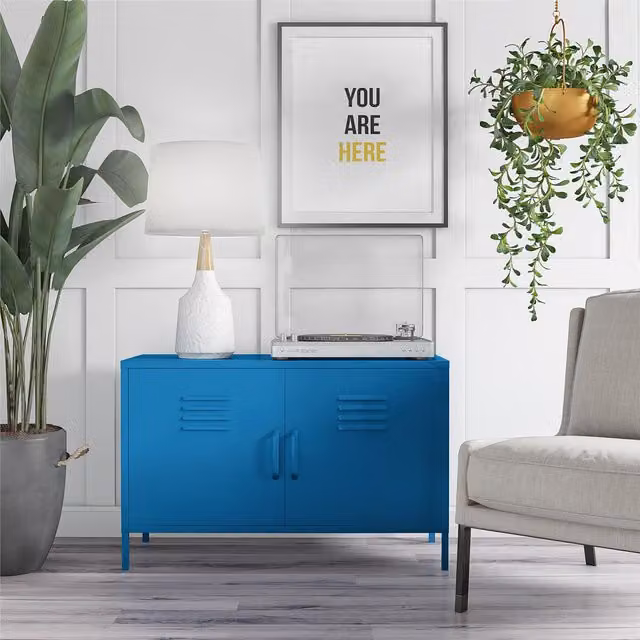 Cache Blue Metal Locker with 2 Hinged Doors