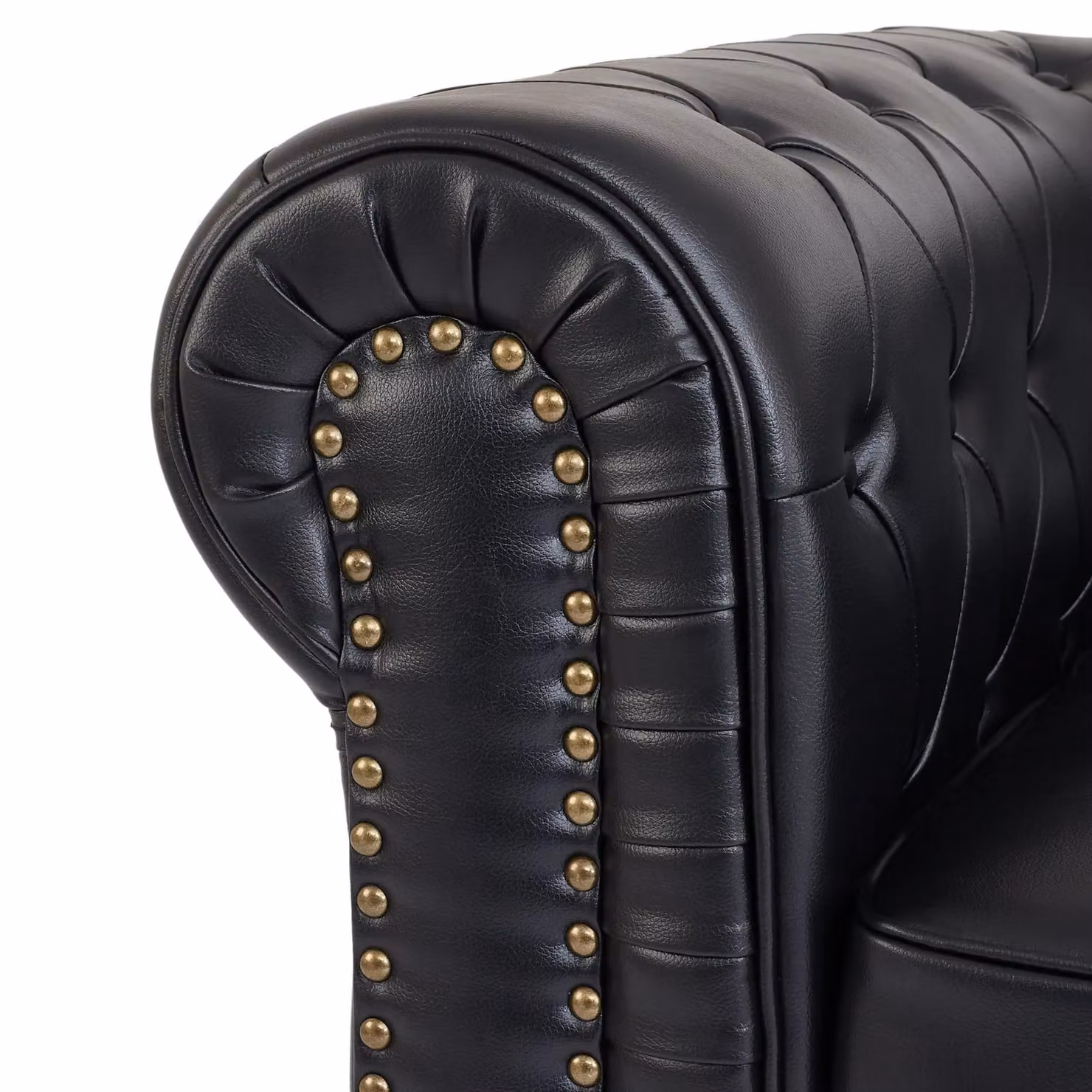Bravich LTD Chesterfield 3-Seater Sofa in Black Synthetic Leather – 5