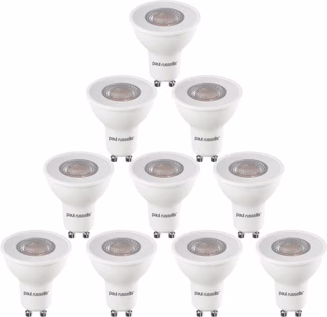 Paul Russells 7W GU10 Warm White LED Bulb, Pack of 10, White