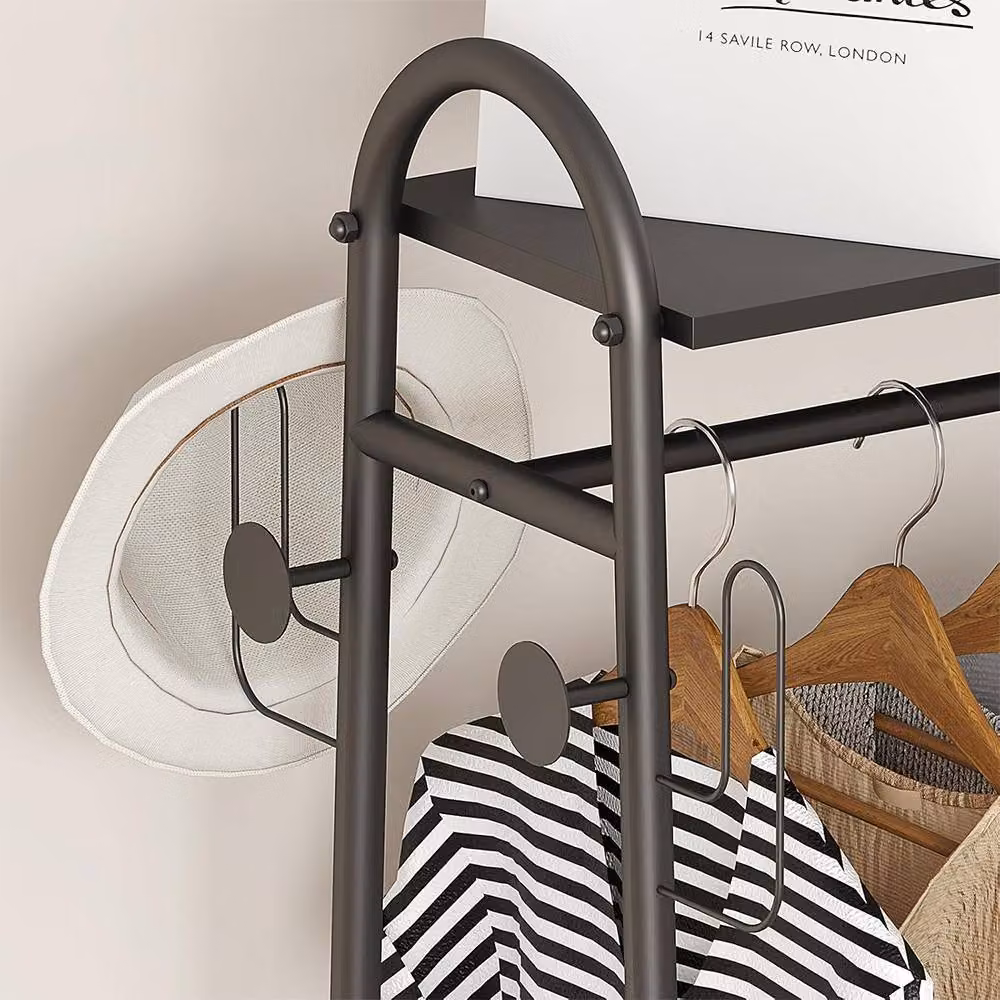 Hinsinc Heavy Duty Double Rail Garment Rack, Matt Black Metal Open Wardrobe Clothes Hanger, W/D/H: 120 x 41 x 160 cm – 4