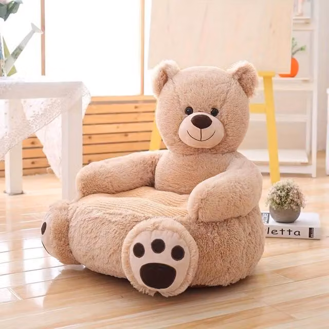 SPETLEK Brown Bear Plush Sofa Seat for Children, W: 190 cm, D: 100 cm, H: 45 cm
