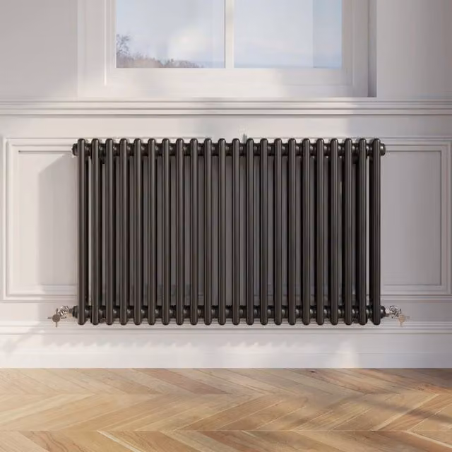 Temprazo Black Steel Wall Mounted Column Radiator W/D/H: 42.5 x 30.0 x 7.0 cm