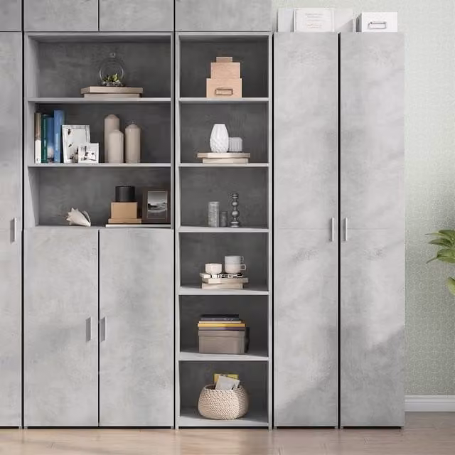 Berkfield Home Modern Grey Highboard with Hinged Doors and Internal Shelves, W/D/H: 45 x 41 x 185 cm – 1