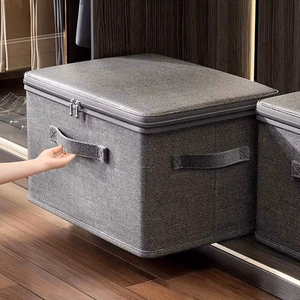 EONLION Grey Fabric Folding Clothes Storage Box, W/D/H: 50 x 50 x 50 cm – 3