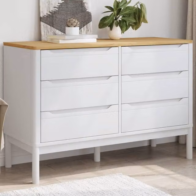 Berkfield Home FLORO Chest of Drawers in White Solid Pine Wood – 1