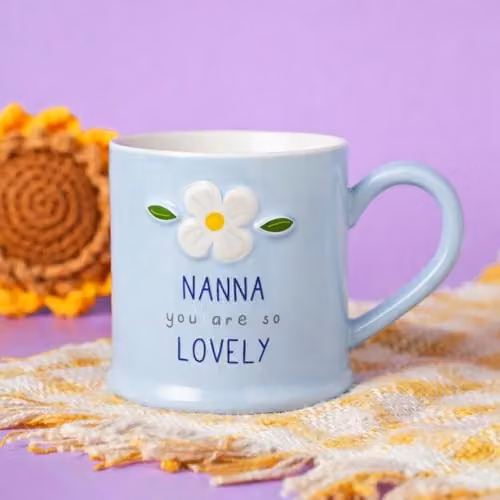 Widdop and Co Blue Ceramic Floral Mug for Nanna, 290ml – 2