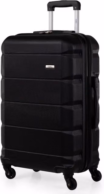 A2B Exodus Hard Sided Hold Suitcase, Large 4 Wheel Checked Travel Luggage in Black