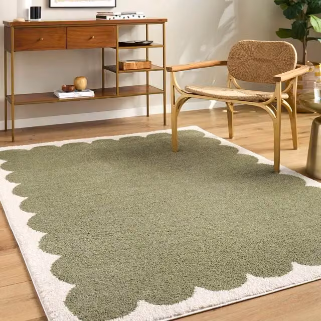 Livabliss Tivoli Modern High Pile Washable Green Rug, W: 160 cm, D: 215 cm