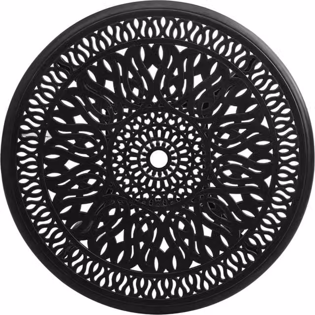 Berkfield Home Round Garden Table in Matt Black Powder Coated Aluminium W/D/H: 90 x 90 x 74 cm – 1