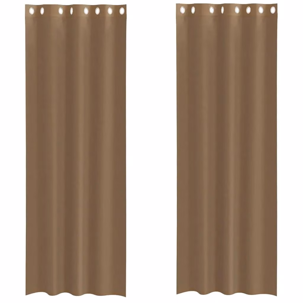 Berkfield Home Light Brown Voile Eyelet Curtains, 2 Pack – 2