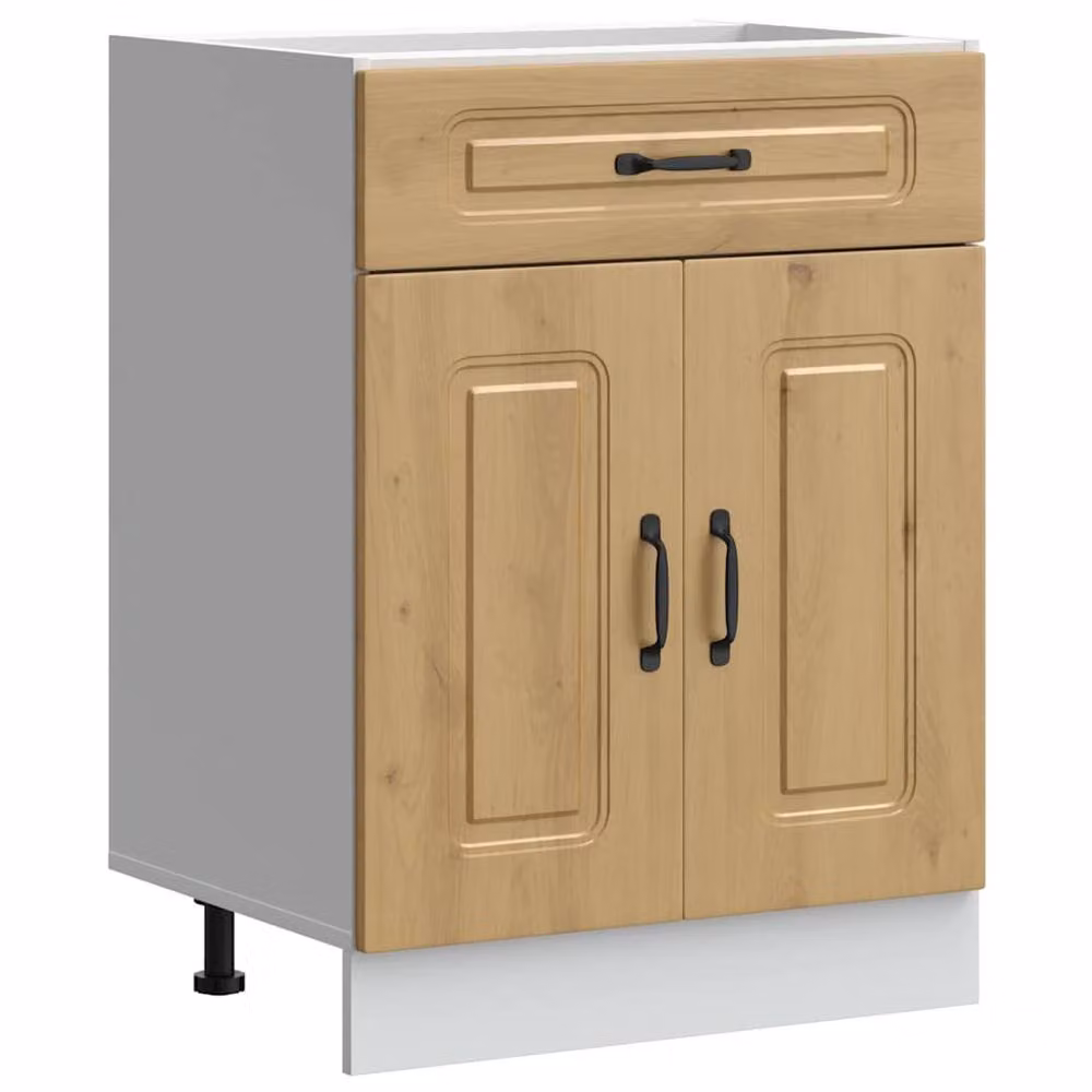 Berkfield Home Kalmar Kitchen Base Cabinet in Artisan Oak Brown, H 81.5 x W 60.0 x D 46.0 cm – 2