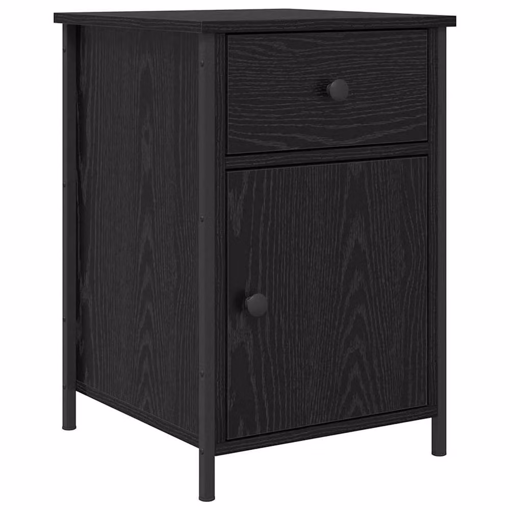Berkfield Home Set of 2 Black Oak Bedside Cabinets, W: 40 cm, D: 42 cm, H: 60 cm – 5