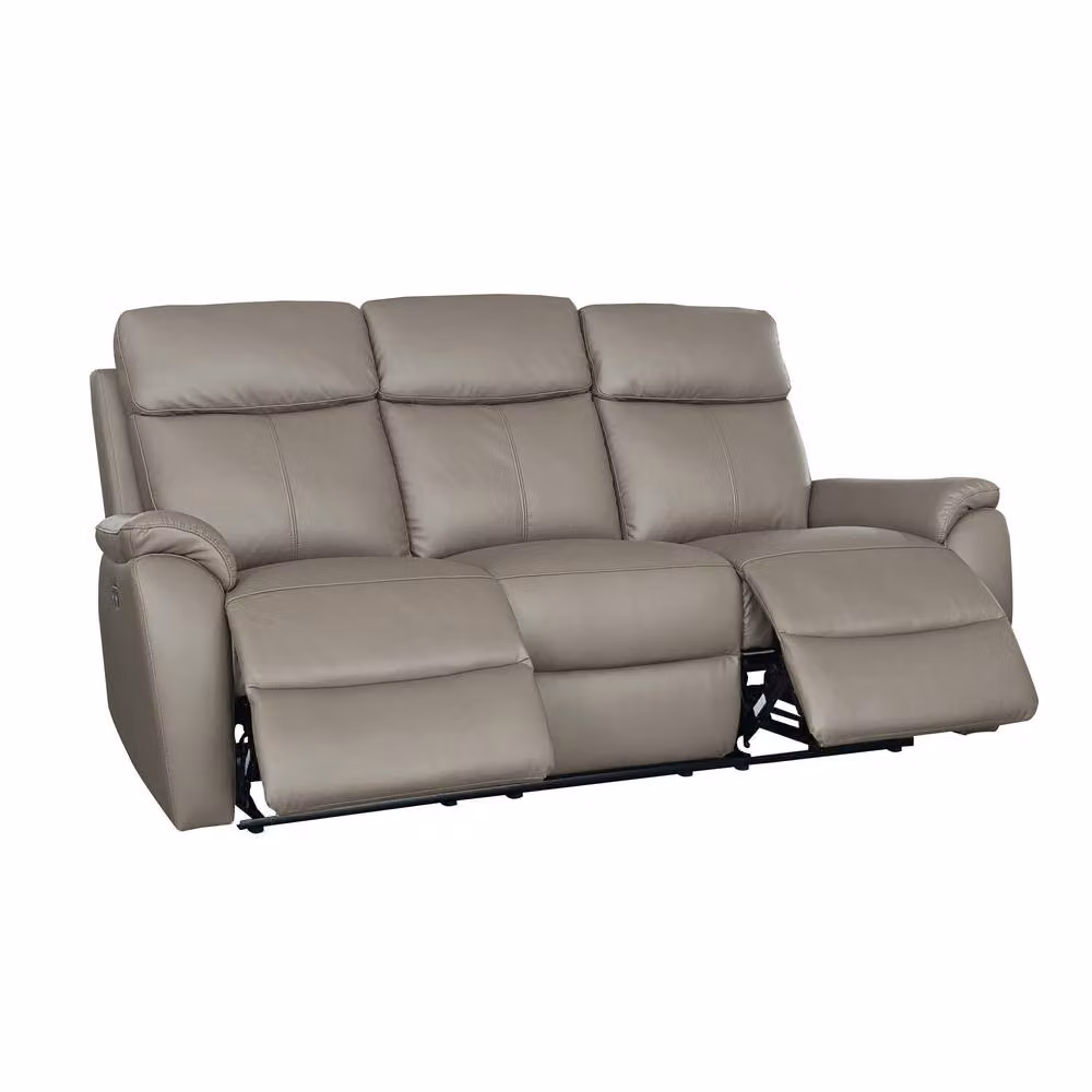 Aspire Kingsmere 3 Seater Power Recliner Sofa in Grey Real Leather with USB Charging – 2