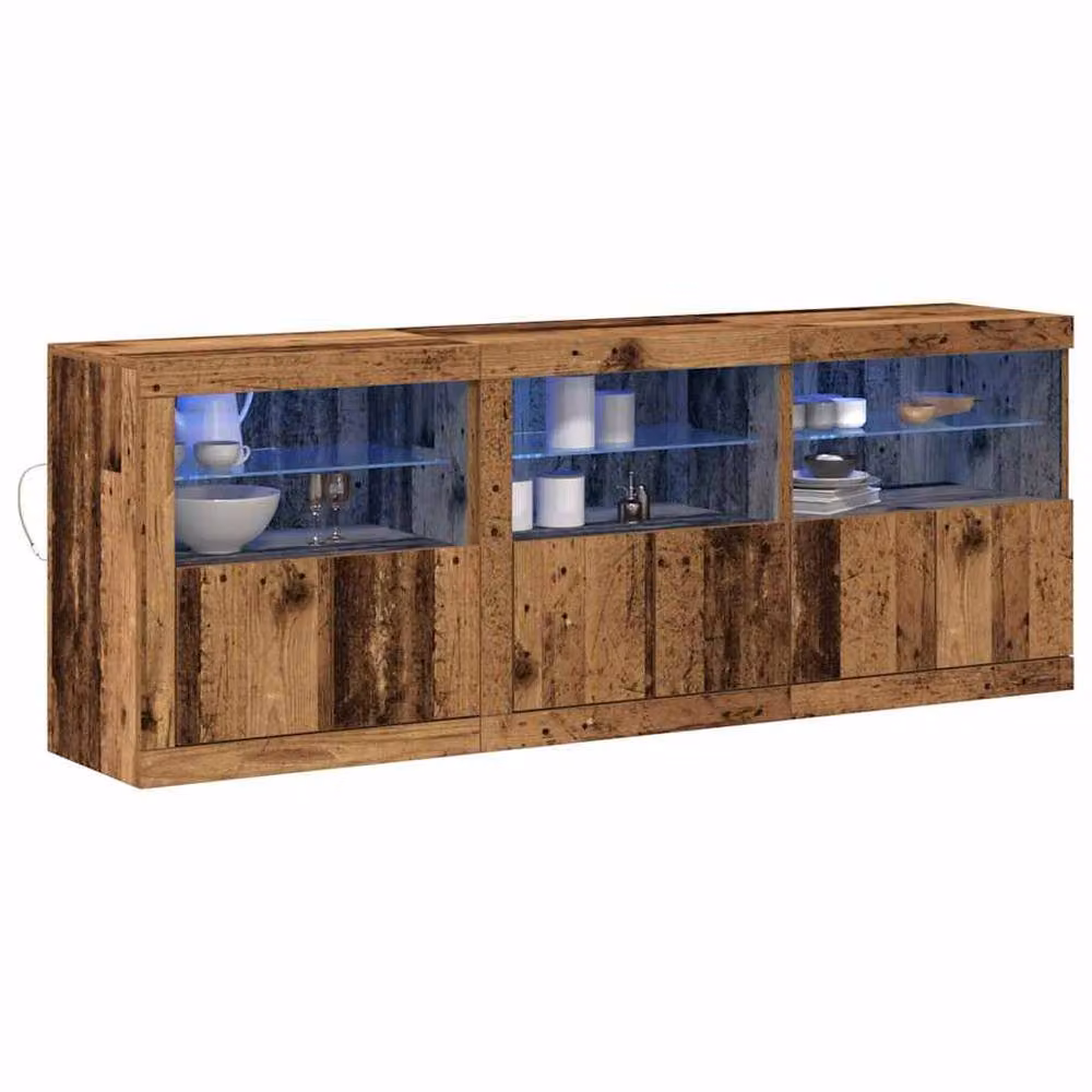 Berkfield Home Rustic Oak Sideboard with Integrated LED Lights in Brown, W/D/H: 181.5 x 37 x 67 cm – 3