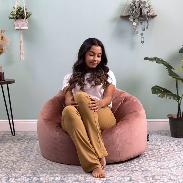 icon Kingston Classic Velvet Bean Bag - Dawn Pink