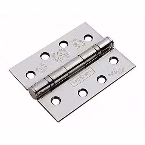 Loops 3 Pack Bright Stainless Steel Ball Bearing Butt Hinge, Silver, 102 x 76 mm