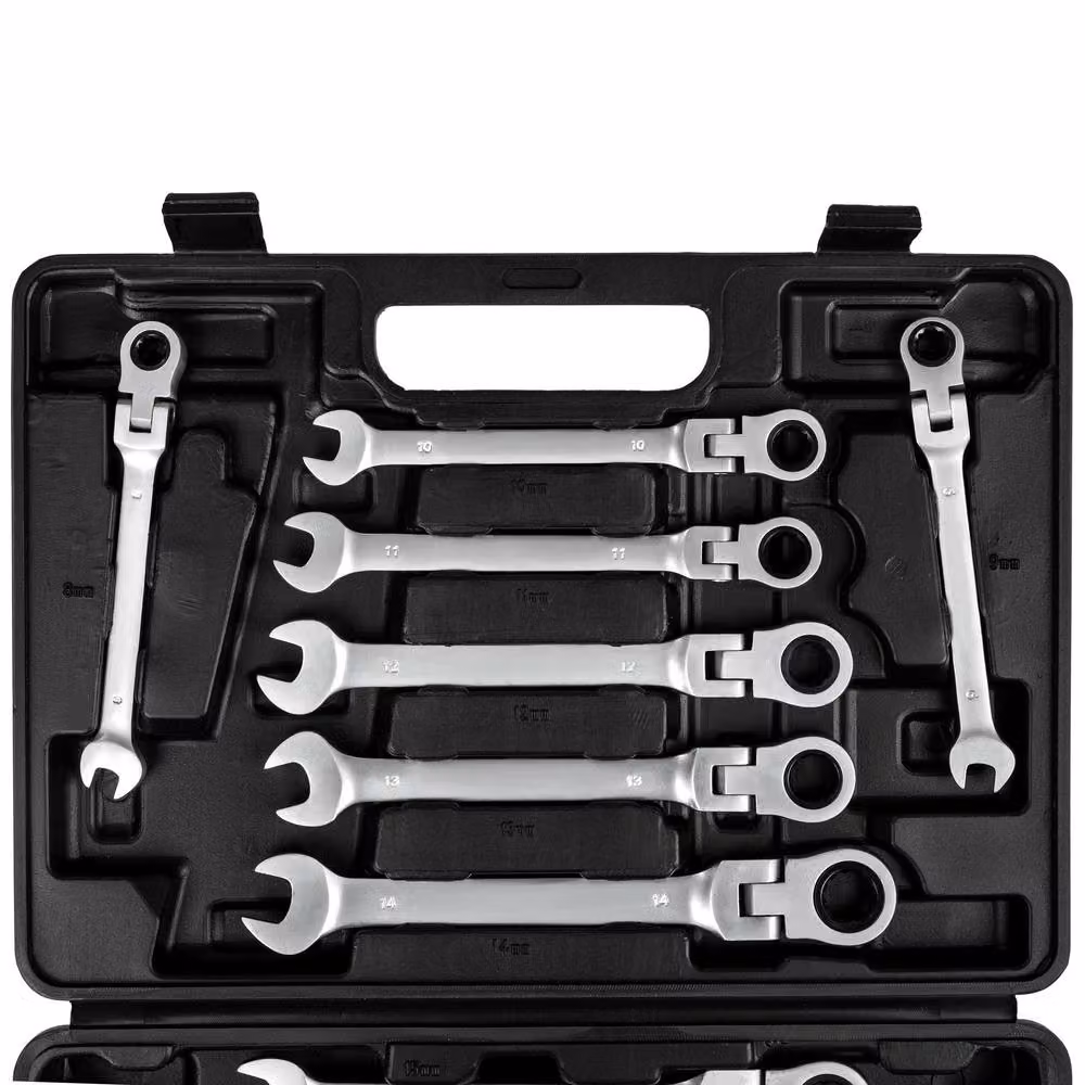 tectake Chrome Vanadium Spanner Set in Black and Silver – 3