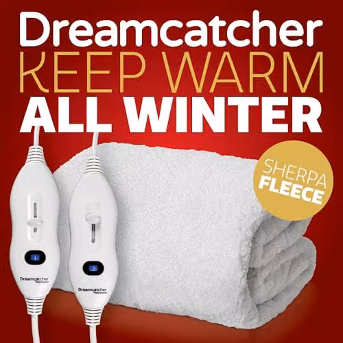 Dreamcatcher Sherpa Double Electric Blanket in White, W/D/H: 140 x 200 cm – 6