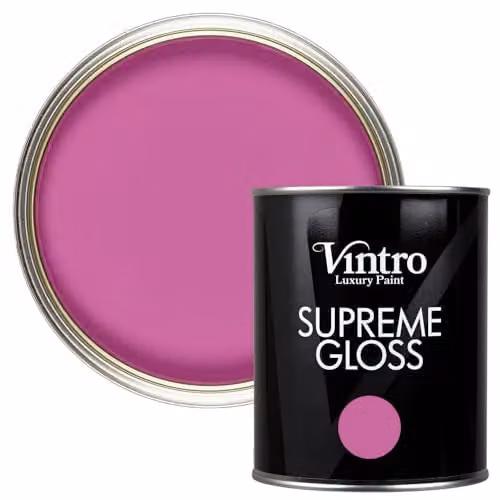 Vintro Orchid Pink and Purple Gloss Water Based Paint for Interior and Exterior Use on Walls, Wood and Trim, 1 Litre