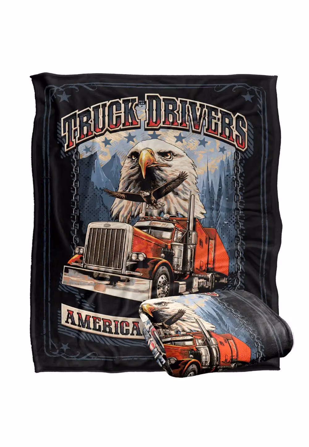 JQ Licensing Semi-Truck Drivers Keep America Running Super Soft Fleece Throw Blanket, Multicolour, W/D: 152 x 127 cm – 7