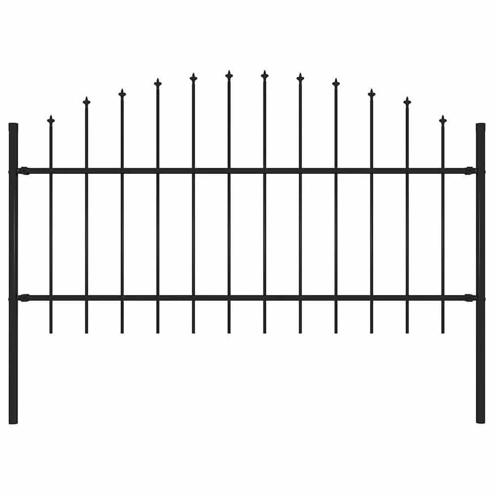 Berkfield Home Durable Steel Garden Fence with Spear Top in Black, H 180 cm x W 175 cm