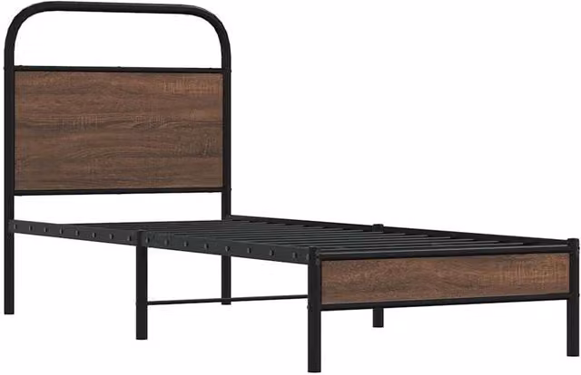 Berkfield Home Elegant Bed Frame in Brown Oak, W/D/H: 80 x 200 cm – 1