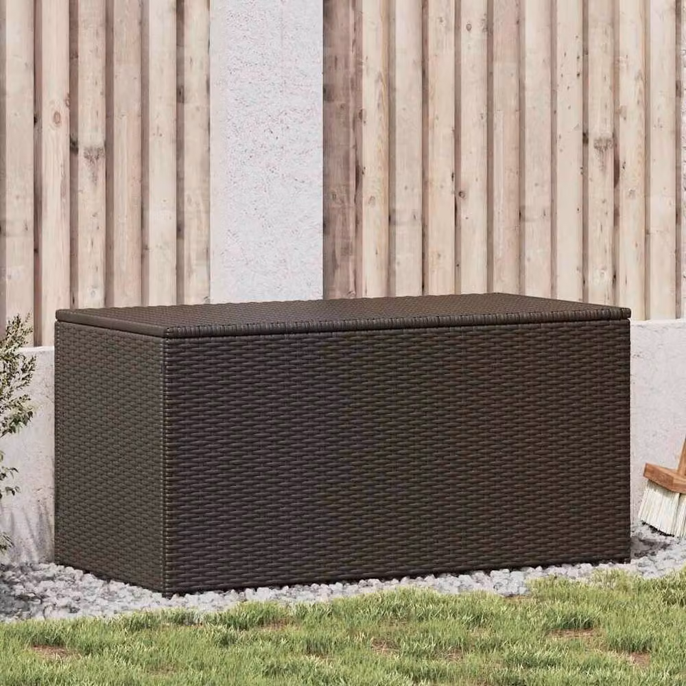 Berkfield Home Brown Poly Rattan Garden Storage Box W/D/H: 100 x 50 x 50 cm – 2