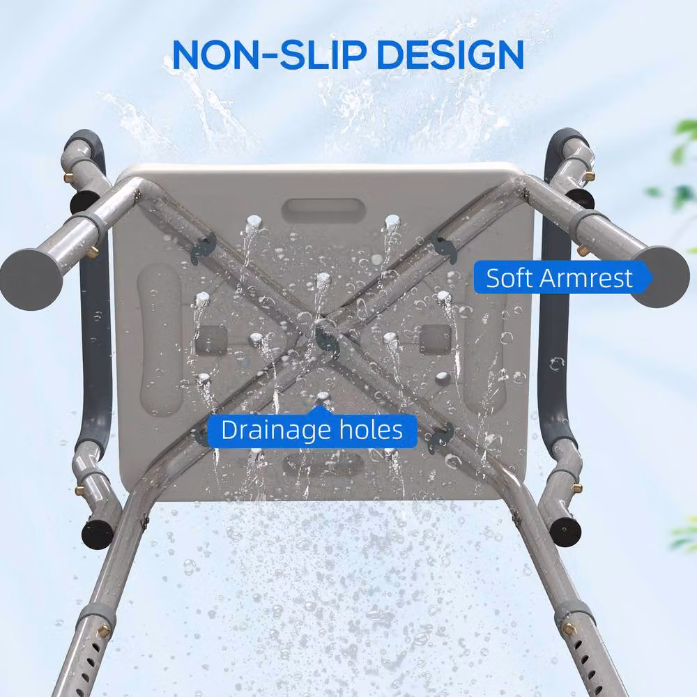 STILVORA Adjustable Bath Chair with Armrests in Blue – 5