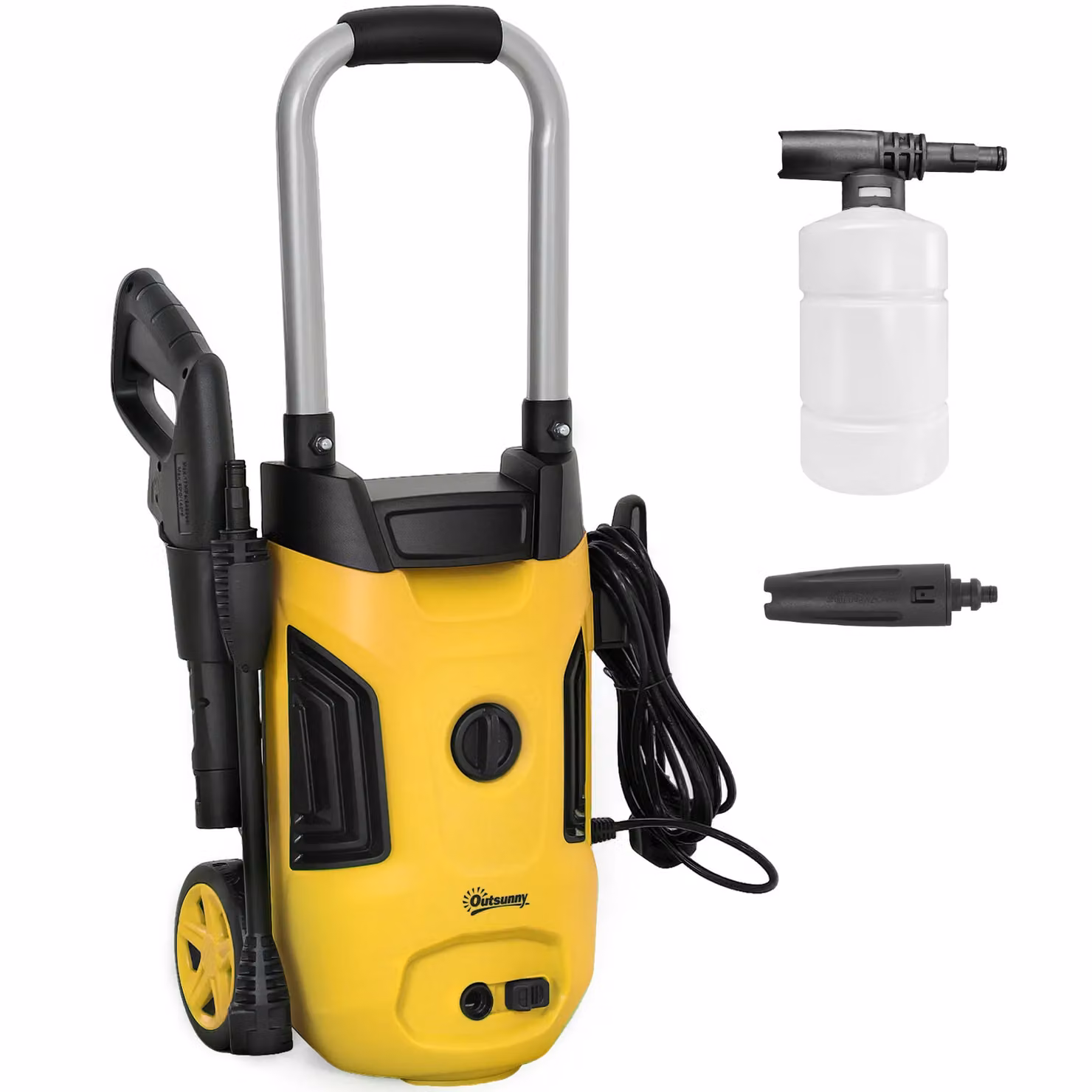 Outsunny 1800W High Pressure Washer with 150 Bar Pressure and 420 L/h Flow in Yellow – 2