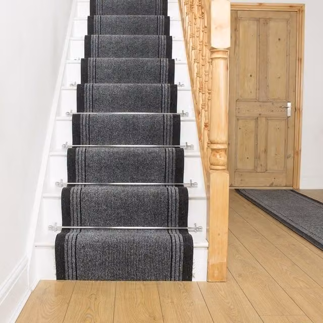 runrug Inca Stair Runner Carpet, Grey, W: 66 cm x L: 510 cm – 1