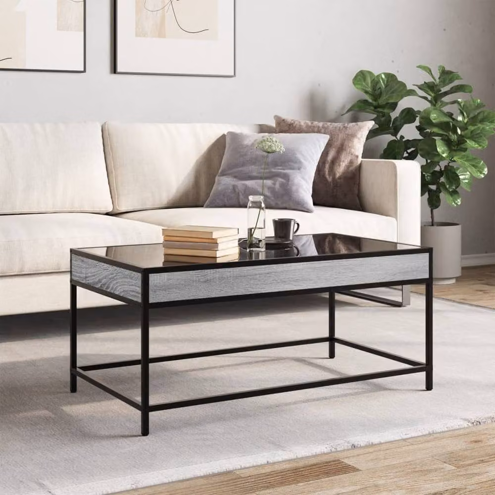 Berkfield Home Infinity LED Decorative Coffee Table in Grey Sonoma, W: 90 cm, D: 50 cm, H: 41 cm – 2