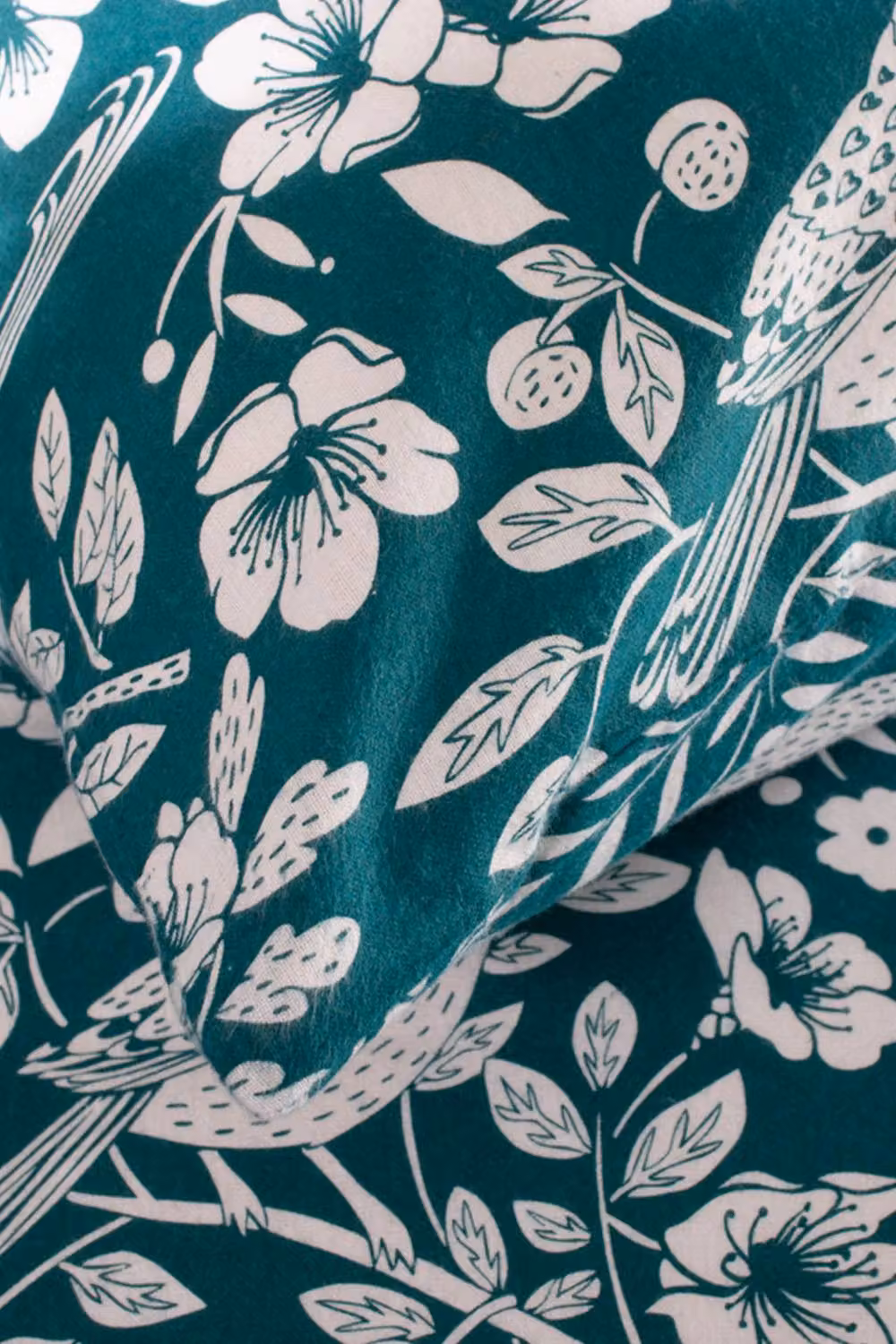 The Lyndon Company Woodland Bird 100% Cotton Flannelette Duvet Set in Green, W x H: 200 x 200 cm – 3