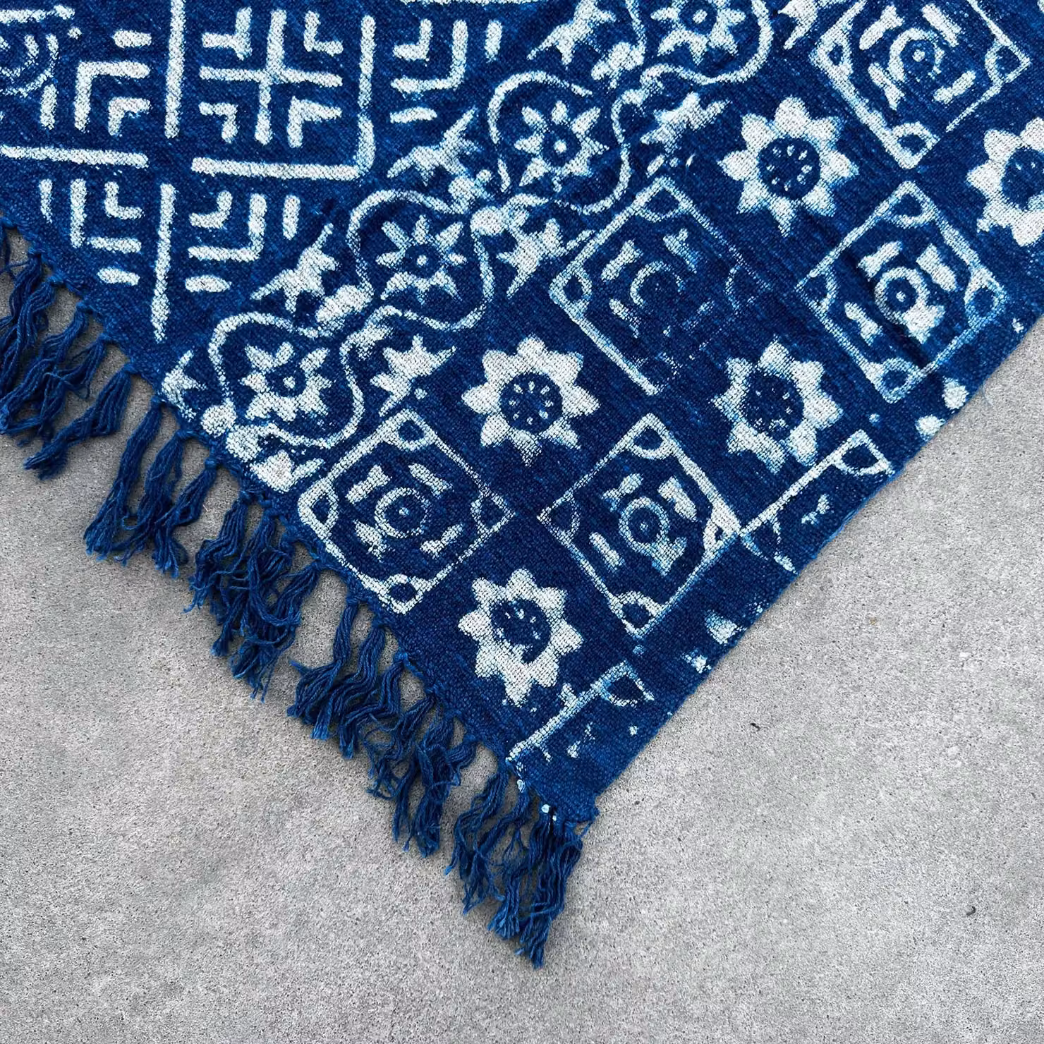 KDMD Handmade Indigo Blue Striped Throw, W: 170 cm, D: 120 cm – 3