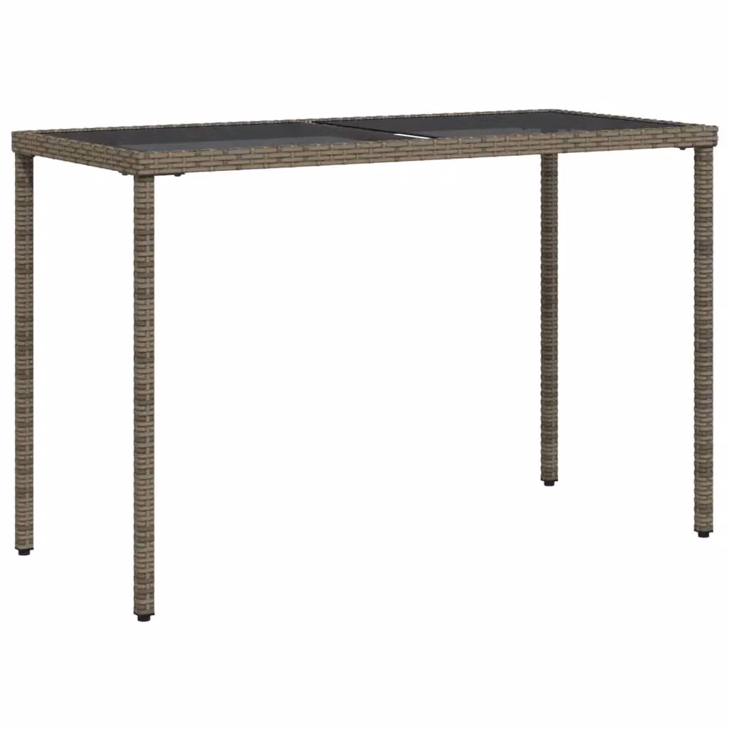 Berkfield Home Grey Poly Rattan Garden Table with Glass Top, W/D/H: 115 x 54 x 74 cm – 2