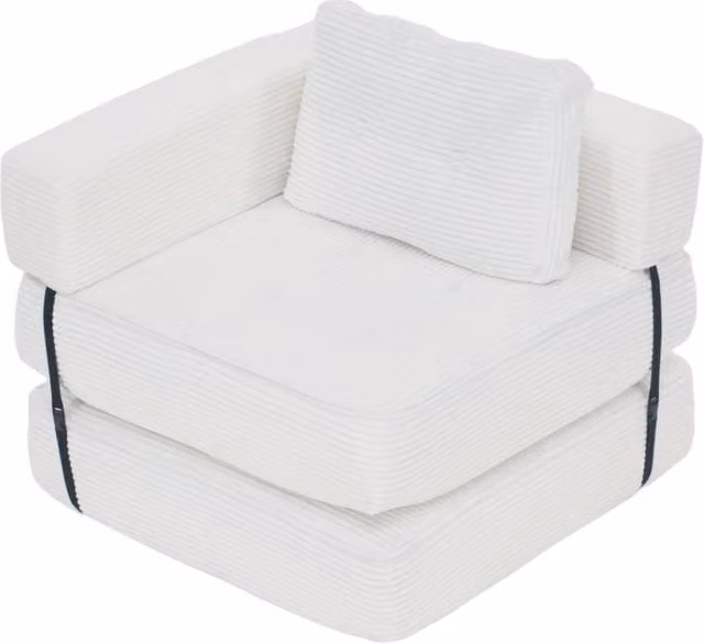 Garden Sanctuary Modern White Upholstered Folding Sofa Bed with Pillow