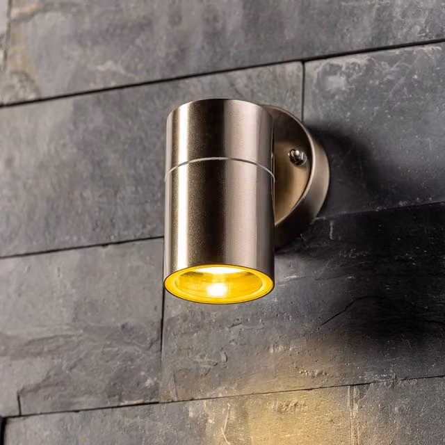 CGC Alesha Stainless Steel Down Outdoor Wall Light in Silver