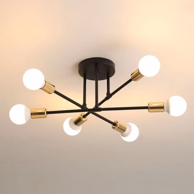 COMELY Industrial Vintage 6-Light Ceiling Light in Gold, Dia: 52 cm – 1