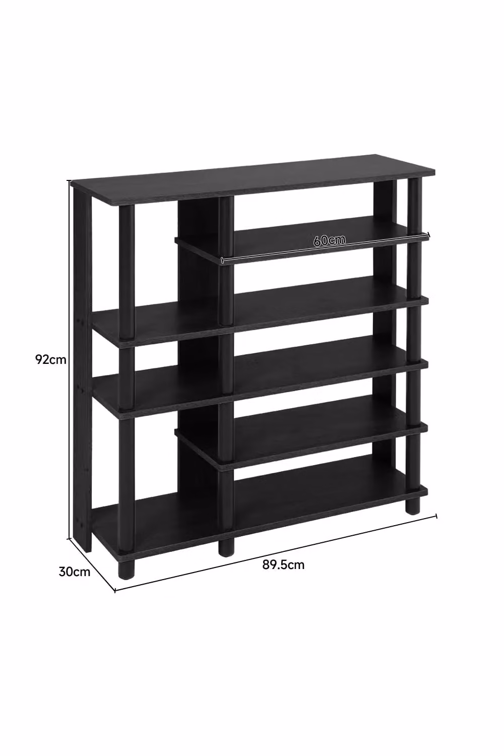 Livingandhome 6-Layer Modern Wood Shoe Rack in Black – 3